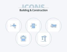 diseño de iconos del paquete de 5 iconos azules de construcción y construcción. ojo de cerradura. puerta. construyendo cerrar. pistola vector