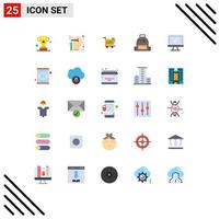 Universal Icon Symbols Group of 25 Modern Flat Colors of hike bag mind backpack item Editable Vector Design Elements