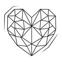 Vector isolated icon on white background. A diamond or gem in the shape of a heart. Straight cut brilliant pendant in outline style.