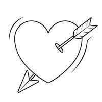 Simple vector isolated icon. Heart pierced by Cupid broken arrow. Illustration on the theme of love and Valentine Day in the style of line art.