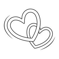 A simple icon of two hearts with a stroke. An elegant picture in the style of line art. Template for tattoo, print or web design element. vector