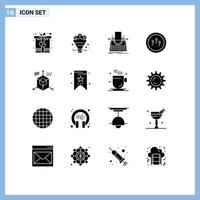 Set of 16 Vector Solid Glyphs on Grid for coding chemistry article biology writer Editable Vector Design Elements