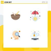 Set of 4 Modern UI Icons Symbols Signs for drum magnifying glass parade invest search Editable Vector Design Elements