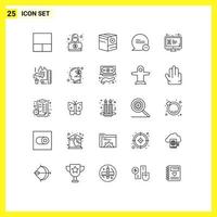 Modern Set of 25 Lines Pictograph of lcd display e message delete Editable Vector Design Elements