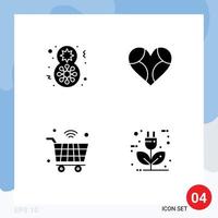 Modern Set of 4 Solid Glyphs and symbols such as day cart women celebrate favorite internet of things Editable Vector Design Elements