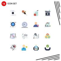 conjunto de 16 iconos de interfaz de usuario modernos signos de símbolos para el navegador de herramientas de reproductor en línea paquete editable de alimentos de elementos de diseño de vectores creativos