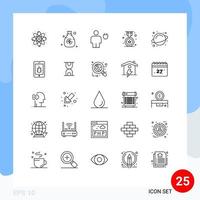 Set of 25 Modern UI Icons Symbols Signs for science school body education award Editable Vector Design Elements