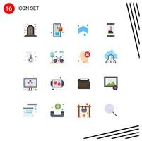 Modern Set of 16 Flat Colors and symbols such as temperature phone arrows file contact Editable Pack of Creative Vector Design Elements