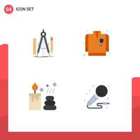 4 Universal Flat Icon Signs Symbols of build element math fire fighting coat mic Editable Vector Design Elements