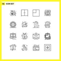 16 User Interface Outline Pack of modern Signs and Symbols of physics molecule scale molecular target Editable Vector Design Elements