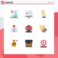 Modern Set of 9 Flat Colors and symbols such as house pin develop map interface Editable Vector Design Elements