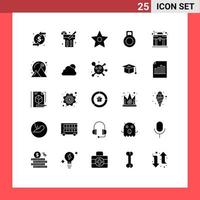 Pictogram Set of 25 Simple Solid Glyphs of goal achieved media case bag Editable Vector Design Elements