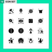 Universal Icon Symbols Group of 16 Modern Solid Glyphs of candy drying furniture clothes management Editable Vector Design Elements