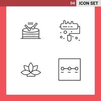 4 Universal Line Signs Symbols of drum lotus parade roller layout Editable Vector Design Elements