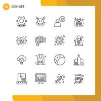 16 Outline concept for Websites Mobile and Apps market watch eye delete user chart id card Editable Vector Design Elements