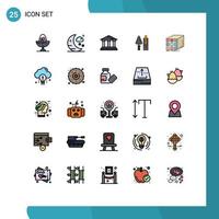 Set of 25 Modern UI Icons Symbols Signs for tool construction bank brickwork law Editable Vector Design Elements