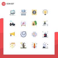 Pictogram Set of 16 Simple Flat Colors of bulb insight education data knife Editable Pack of Creative Vector Design Elements