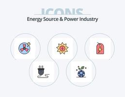 Energy Source And Power Industry Line Filled Icon Pack 5 Icon Design. energy. power. socket. battery. factory vector