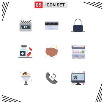 9 colores planos universales establecidos para aplicaciones web y móviles componente vegetal en elementos de diseño vectorial editables de medicina de patata vector