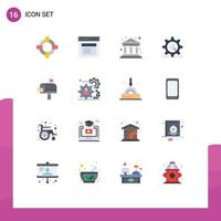 16 User Interface Flat Color Pack of modern Signs and Symbols of box configuration school wrench cog Editable Pack of Creative Vector Design Elements