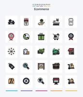 Creative Ecommerce 25 Line FIlled icon pack  Such As percentage. offer. hand. ecommerce. online vector