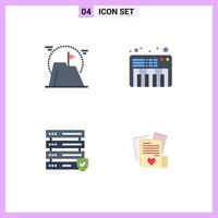 Set of 4 Modern UI Icons Symbols Signs for achievement security mission piano file Editable Vector Design Elements