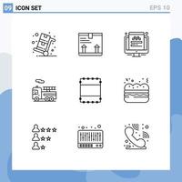 Group of 9 Modern Outlines Set for maximize transport up quad screen Editable Vector Design Elements