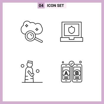 User Interface Pack of 4 Basic Filledline Flat Colors of cloud computing man cloud search security pray Editable Vector Design Elements