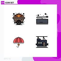 User Interface Pack of 4 Basic Filledline Flat Colors of autumn finance thanksgiving keyboard money Editable Vector Design Elements