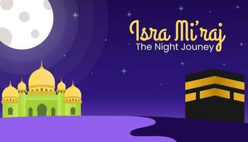 Isra Mi'raj The Night Journey Prophet Muhammad. Islamic Background. vector