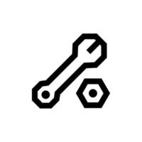 Outline icon. Wrench emblem. Isolated on white. Vector illustration