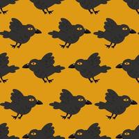 cuervo negro o pájaro cuervo. vista lateral. estilo de dibujos animados, diseño plano. halloween, ilustración vectorial de terror. vector