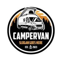 plantilla de vector de diseño de logotipo de emblema de autocaravana