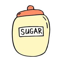 Jar of sugar in doodle style. Vector illustration isolated on a white background