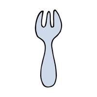 Vector illustration of fork isolated on a white background. Doodle style