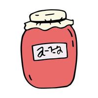 Jar of jam in doodle style. Vector illustration isolated on a white background