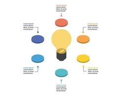 light burb idea template for infographic for presentation for 6 element vector