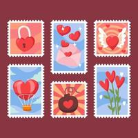 Set of Valentine Stamp Stickers vector