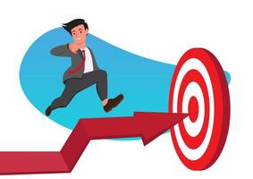 Businessman running towards the goal. Concept business goal success vetor illustration, Sport target and Direction vector