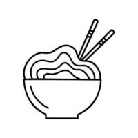 Food with oriental noodles. Asian noodles, image of a traditional Chinese ramen restaurant with pasta and chopsticks vector