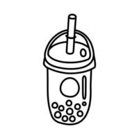 Bubble tea cup cute doodle illustration. vector