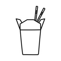 Take away food with chopsticks in doodle style vector