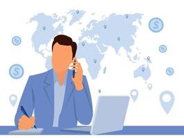 Office people teamwork concept. Communication and brainstorming. Colorful flat illustration. vector