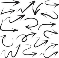 Conjunto de iconos de vector de flecha dibujados a mano. boceto de diseño de flecha para plan de negocios y educación.