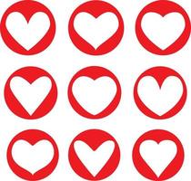 Vector vector hearts set. flat and line heart symbols. isolated illustration. collection