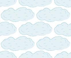 Seamless pattern with clouds. Vector illustration. Repeated clouds drawn by hand. Romantic print.