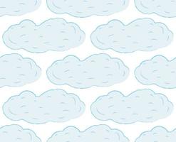 Seamless pattern with clouds. Vector illustration. Repeated clouds drawn by hand. Romantic print.