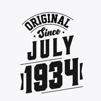 Born in July 1934 Retro Vintage Birthday, Original Since July 1934 vector