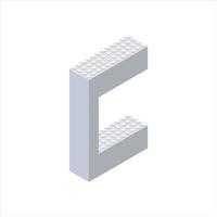 Isometric font made from color plastic blocks. The children s designer. Letter C. Vector illustration