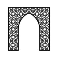 Silhouette of the eastern openwork arch in black on a white background. Vector illustration.